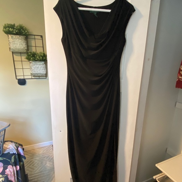 Ralph Lauren evening formal black cowl neck dress - Picture 2 of 4